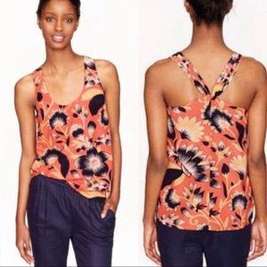 J. Crew Coral Floral Racerback Tank Top